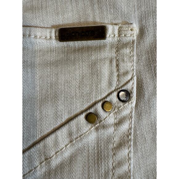 Chico's So Slimming beige denim jeans with stud details Sz 1 US 8 - Picture 7 of 9